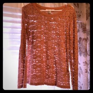Lace pink/orange long sleeve shirt